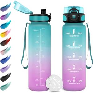 KollyKolla Borraccia Bambini 500ml, Borraccia Sportiva con Filtro, Facile Pulizia, a Prova di Perdite, Bottiglia Acqua Motivazionale con Indicatore del Tempo, Borraccia per Ufficio, Scuola, Bambini, Gym
