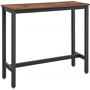 VASAGLE LBT12X-Scrivania, 120 x 40 x 100 cm, tavolino da Bar Sottile, Struttura in Metallo, Design Industriale, Colore: Marrone Vintage/Nero, truciolato di Legno, Acciaio