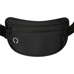 VINATO Marsupio Antifurto con Protezione RFID, Marsupio Uomo e Donna, Portadocumenti da Viaggio Impermeabile, Cintura per Soldi Nascosta per Sport, Viaggi e Festival, Nero, Dimensioni ridotte