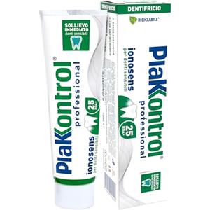 Plakkontrol® Ionosens, dentifricio per denti sensibili, a bassa abrasività, con ingredienti naturali dalle proprietà lenitive, astringenti e decongestionanti - 1 pz, 75 ml, peso confezione: ℮ 120 g