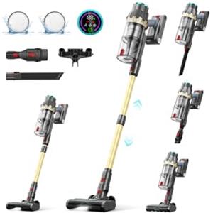 Linkifly XT1 Aspirapolvere Senza Fili Potente, 550W 48KPa Scopa Elettrica, Autonomia 60 Min, Display LED Touch, Batteria Rimovibile, Spazzola Anti-Groviglio, Ideale per Pavimenti e Peli di Animali