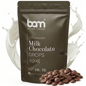 BAM Gocce di Cioccolato al Latte 35.1% - Gocce Cioccolato per Dolci, Biscotti, Panettone e Pasticceria - Chocolate Chips di Qualità - 250g