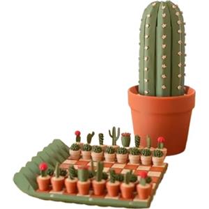 Generico Set Scacchi Cactus, Arrotolabile Set Scacchi Cactus, 3D Stampata Magnetica Scacchiera Divertenti Cactuses, Portatili Arrotolabili Sets Scacchis Viaggio Pezzi Unici Piante Grasse, Per Bambini Adulti