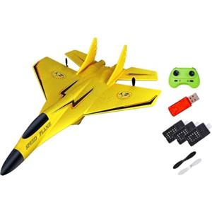 ZYIHNIRB Aereo RC a 2 Canali, Aereo Telecomandato Anticaduta con Luce, RC in Schiuma, Regalo per Ragazzi, 3 Giallo