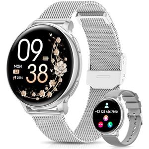 AIMIUVEI Smartwatch Donna, 1,27" HD Orologio Smartwatch con Chiamate, Fisiologia Femminile, 120+ Sport, 24H Cardiofrequenzimetro SpO2, Sonno, Passi, IP68 Smart Watch Fitness Android iOS Argento
