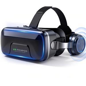 FIYAPOO Occhiali VR 3D con Cuffie, Bambini HD Visore Realtà Virtuale per Film e Giochi, Compatibile con Smartphone Android e iPhone da 4,7 a 7,2 Pollici, Regalo di Natale Perfetto per la Famiglia