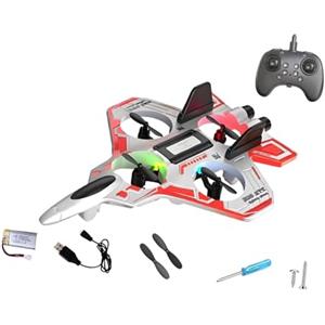 LeeQinersw Aereo RC in Schiuma con Telecomando, Aeroplano con Rotazione a 360°, Giocattolo Volante per Esterni, Aereo RC da Combattimento con Luce per Bambini e, Bianco 1 Batteria 300