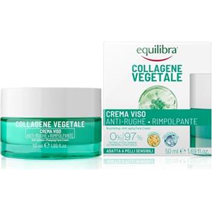 Equilibra, Collagene Vegetale Crema Viso Anti-rughe Rimpolpante, 50 ml , con Fitocollagene da Semi di Zucca e Collagen Amino Acids, Vitamina C, Pro-vitamina B5, Dermatologicamente Testato