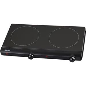 TZS First Austria - Doppia Piastra a Infrarossi 2500W - Ø 2 x 150 mm - Fornello mobile con protezione surriscaldamento & termostato continuo - Piano cottura in vetroceramica per tutte le pentole