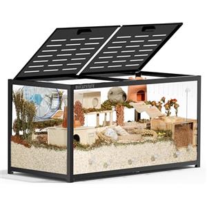 BUCATSTATE Gabbia per Criceti 3.0: Grande Gabbia in Metallo Impilabile con Accesso dall'alto, Facile da Montare, 120L x 60W x 62H cm, Serbatoio per Criceti Siriani Nani (0,72 m², Nero)
