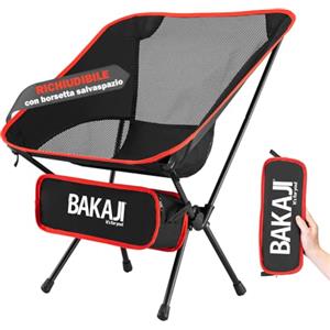 BAKAJI Sedia Campeggio Pieghevole, Portatile Sedia Pieghevole Ultraleggera con Borsa da Trasporto, Sedie Campeggio per Esterni, Giardino, Spiaggia, Pesca, Picnic, Viaggio, Escursioni
