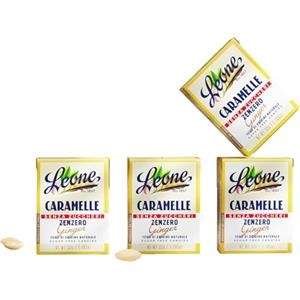 Pastiglie Leone Leone dal 1857 - Caramelle Leone Senza Zuccheri Zenzero - Scatoletta con Stevia - Caramelle Vegane e Senza Glutine - 4 astucci da 35g (4 x 35g)