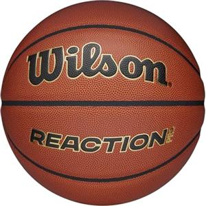Wilson Pallone da Basket Reaction Pro, In Materiali Compositi Resistenti con Tecnologia VLC, Marrone/Oro, Misura 7