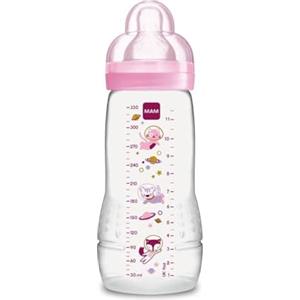 MAM Biberon Easy Active Baby Bottle 330 ml, Biberon MAM per bambini attivi ergonomico e pratico, Accessori neonato 4+ mesi per l'allattamento con tettarella misura 3 piatta e simmetrica, Rosa