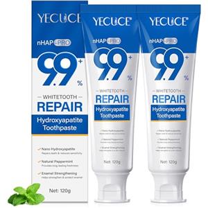 BOIUOITI Idrossiapatite Dentifricio Confezione da 2, 9,9% Dentifricio Idrossiapatite Nano Senza Fluoro, Aiuta a Rimineralizzare, Protegge lo Smalto dei Denti, Allevia Sensibilità, Rafforza i Denti, Cura Orale