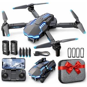 Rolytoy Vraijouet Drone con Telecamera 1080P per Bambini e Adulti, Mini FPV Droni con Motore Brushless/35min di Volo/Avvio One-Key/Controllo Gesto, Giocattoli Regalo per Bambini compleanni Natale (Blue)