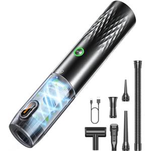 SEALIGHT Aspirabriciole Senza Fili, 29000Pa 6 in 1 Aspirapolvere Auto Cordless, ne-Touch Dust Dump con Motore Brushless, USB C Mini Aspirapolvere Potente per Casa, Ufficio, Auto, Capelli, Argento