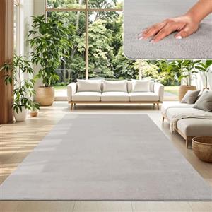 TT Home Tappeto Salotto Pelo Corto Monocolore Design Moderno Lavabile, Colore: Argento, Dimensione:300x400 cm