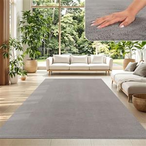 TT Home Tappeto Salotto Pelo Corto Monocolore Design Moderno Lavabile, Colore: Grigio, Dimensione:300x400 cm