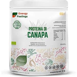 Energy Feelings F Energy Feelings Proteine di Canapa in Polvere BIO 1 Kg / 50% Proteine Vegetali / Proteine Vegane per Massa Muscolare e Dimagrire / Senza Zuccheri Aggiunti, Lattosio né Glutine