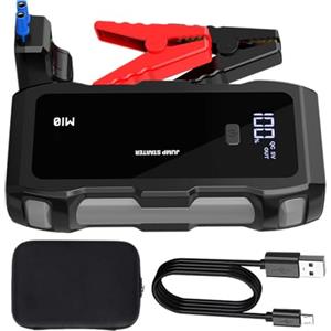 Generico Avviatore Di Emergenza Per Batteria Auto, 8000A Illuminazione 3 Modalità Ricarica USB Rapida, Caricabatterie E Avviatore, Per Berline, Motocicli, Barche, Motoslitte, Trattori, SUV