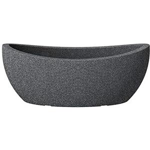 Scheurich Wave Globe Jardiniere, fioriera ovale in plastica, nero-granito, diametro 58 cm, altezza 23 cm, 15 l Vol.