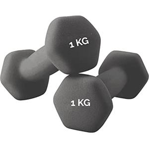 FFitness Pesi Palestra in Casa Fitness Manubri Esagonali in Neoprene, Antiscivolo | Coppia Dipped dumbbell Bilanciere (2 x 1 kg)