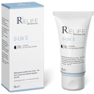 U-Life Relife U-Life 5 - Crema viso idratante e levigante con Urea al 5%, Acido Glicolico esfoliante, Cera d'Api per la barriera lipidica. Crema da 50 ml