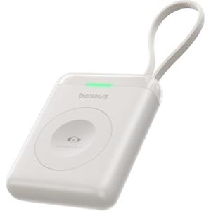 Baseus Powerbank per Apple Watch 10 con cavo di ricarica USB-C, Caricatore portatile magnetico wireless compatibile con Apple iWatch 10/9/8/7/6/SE/5/4/3/2/1/Nike/Ultra/Ultra 2, Bianco