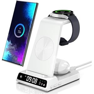 Phelinta Caricatore Wireless 3 in 1 per Samsung S25 Ultra, Stazione di Ricarica per Samsung S25/S24/S23/Z Flip 7/Z Fold 6, Base Ricarica Wireless per Samsung Galaxy Watch 8/8 Classic/Ultra/7/6/5, Galaxy Buds