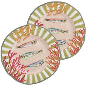 Rose & Tulipani Litorale Set di 2 Piatti Piani in Melamina da 27cm - Perfetti per Pranzi all'Aperto
