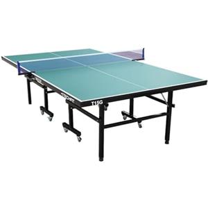 TechFit Tavolo da Ping Pong Professionale per Interni - Pieghevole da Interno con Inclinazione Unilaterale, Struttura Metallica Nera, Rete da 180 cm, Roti Silconate con Freni, 274x152,5x76 cm