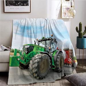 LXTOPN Coperta per Trattore, Coperta in Flanella, per Bambini, Ragazzi, Adulti, Morbida e Calda (Trattore, 150 × 200 cm)