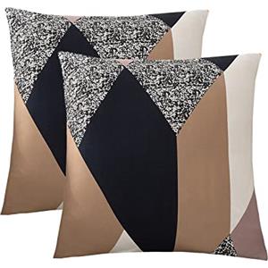 Jaotto Federe Cuscini Divano 45x45 cm, Copricuscino Divano Elasticizzato Decorativi Set di 2, Cuscino da Divano Lavabile, Fodere Letto Decorative per Casa Auto Divano(Geometria Arancia)