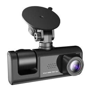 ZDTYKWPH Dash Cam ABS Auto con 3 obiettivi, schermo da 2 pollici, fotocamera ricaricabile alimentata a batteria