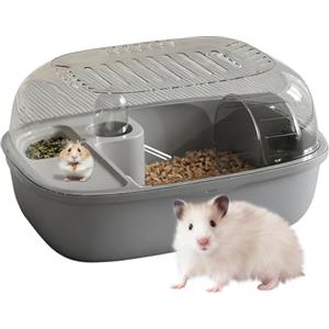 Generico Gabbia Habitat per Criceti | 2 Piani Trasparente Abitacolo per Attività per Piccoli Animali con Ruota per Esercizi - Gabbia Per Animali Di Piccola Taglia - Per Interno Ed Esterno, Viaggio, Appartament