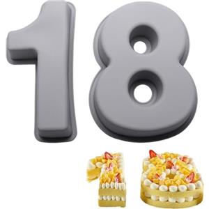 Oupados Stampo Numero in Silicone Tortiera 2 Pezzi 18 per Compleanni Matrimoni E Anniversari