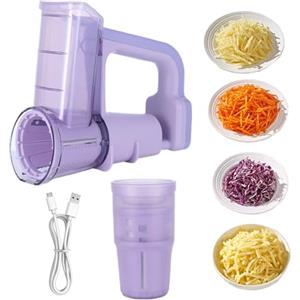 Generico Grattugia elettrica per formaggio in | Grattugia Elettrica Per Formaggi E Verdure | Trituratore formaggio | Tagliaverdure elettrico 3 in 1 | Affettatrice/trituratrice per insalata