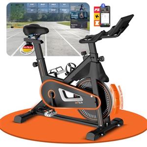 DH FitLife 2026 Cyclette da Casa Magnetica | Indoor Bike Silenziosa con Sensore Cardio & APP | Spin Bike con Manubrio Regolabile & Monitor LCD | Certificata TÜV