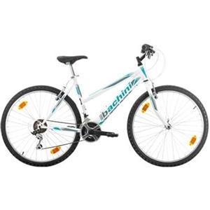 Multibrand Distribution Multibrand, PROBIKE 6th SENSE, 460mm, 26 pollici, Mountain Bike, 18 velocità, anteriore e posteriore Set parafango, per le donne, bianco-rosa (Bianco blu, 18 pollici)