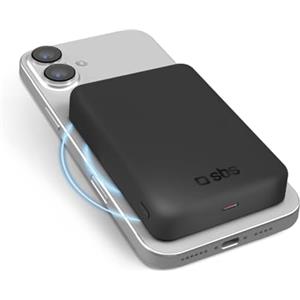 SBS Qi2 Power Mag 10K, PowerBank 10000mAh, Ricarica Wireless Qi2 15W, PowerBank Magnetico MagSafe, USB-C Power Delivery 20W, Ricarica Rapida, Caricabatterie Portatile da Viaggio, Compatto, Nero