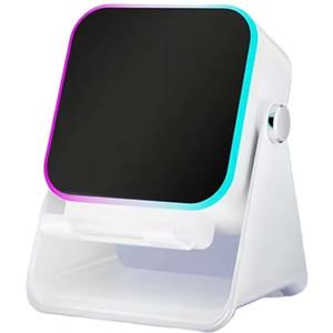 Generic Altoparlante a induzione per telefono cellulare, supporto pieghevole con luce ambientale RGB, Bluetooth 5.3 per tablet Android iOS, per ufficio, casa, viaggio, regalo di compleanno (bianco)