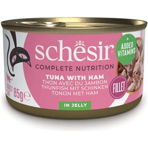 Schesir Cibo Umido per Gatti Adulto - Tonnetto con Prosciutto in Gelatina - 85 gr