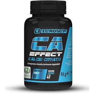 EUROSUP CA EFFECT - Integratore di Calcio Citrato con Vitamina D3, 80 Compresse per Ossa e Denti Sani