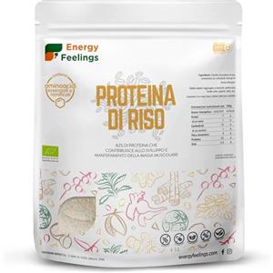Energy Feelings F Energy Feelings Proteine di Riso in Polvere BIO 500g | 82% Proteine Vegetali | Proteine Vegane per Massa Muscolare e Dimagrire | Senza Zuccheri Aggiunti, Lattosio né Glutine