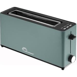 LITTLE BALANCE 8830 Happy Toast, tostapane tostato, 1 fessura lunga, 1 fetta baguette, termostato 7 posizioni, scongelamento, cassetto raccogli briciole, 900 W, smeraldo