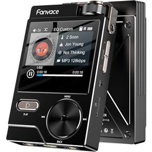 Fanvace Lettore MP3 Hi-Fi, lettore musicale audio digitale DSD ad alta risoluzione senza perdita di dati, lettore audio DAC-FLAC portatile, 192 kHz/24 bit, lettore audio portatile con 64 GB (Black)