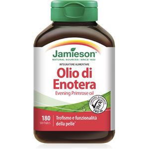 Jamieson Olio di Enotera - Integratore Alimentare 180 Perle con GLA e Vitamina E per il Benessere della Pelle e delle Articolazioni