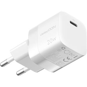deleyCON Caricatore USB C (Caricatore Rapido Compatto) Alimentatore USB-C per iPhone 17 16 15 Pro Pro Max iPad AirPods 4 Airpods Max Watch Galaxy S25/S24/S23 Pixel Telefono Cellulare PD 3.0 - Bianco