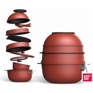 MasterPRO SHARE & PLAY | Set di 10 utensili da cucina impilabili | Manico rimovibile | Salvaspazio | Alluminio fuso | Rivestimento antiaderente ILAG Ultimate